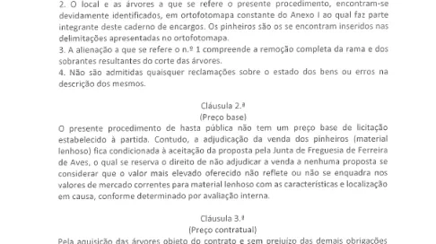 Caderno de Encargos - Hasta Pública de Alienação de 1 Lote de Pinheiros
