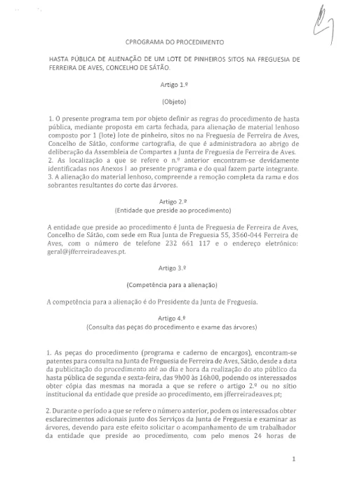 Cronograma do Procedimento - Hasta Pública de Alienação de 1 Lote de Pinheiros